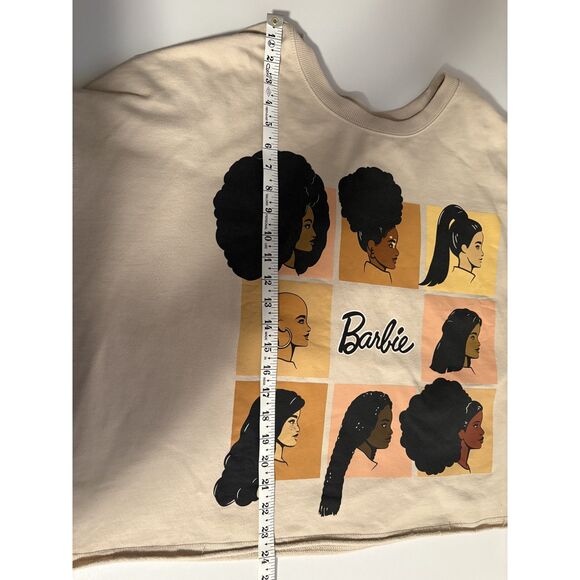Mattel Barbie Graphic Sweatshirt Beige Crewneck Pullover - Picture 4 of 5